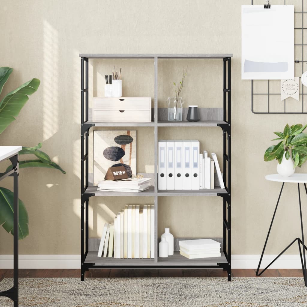 Libreria Grigio Sonoma 78,5x33x117,5 cm in Legno Multistrato | homemem39