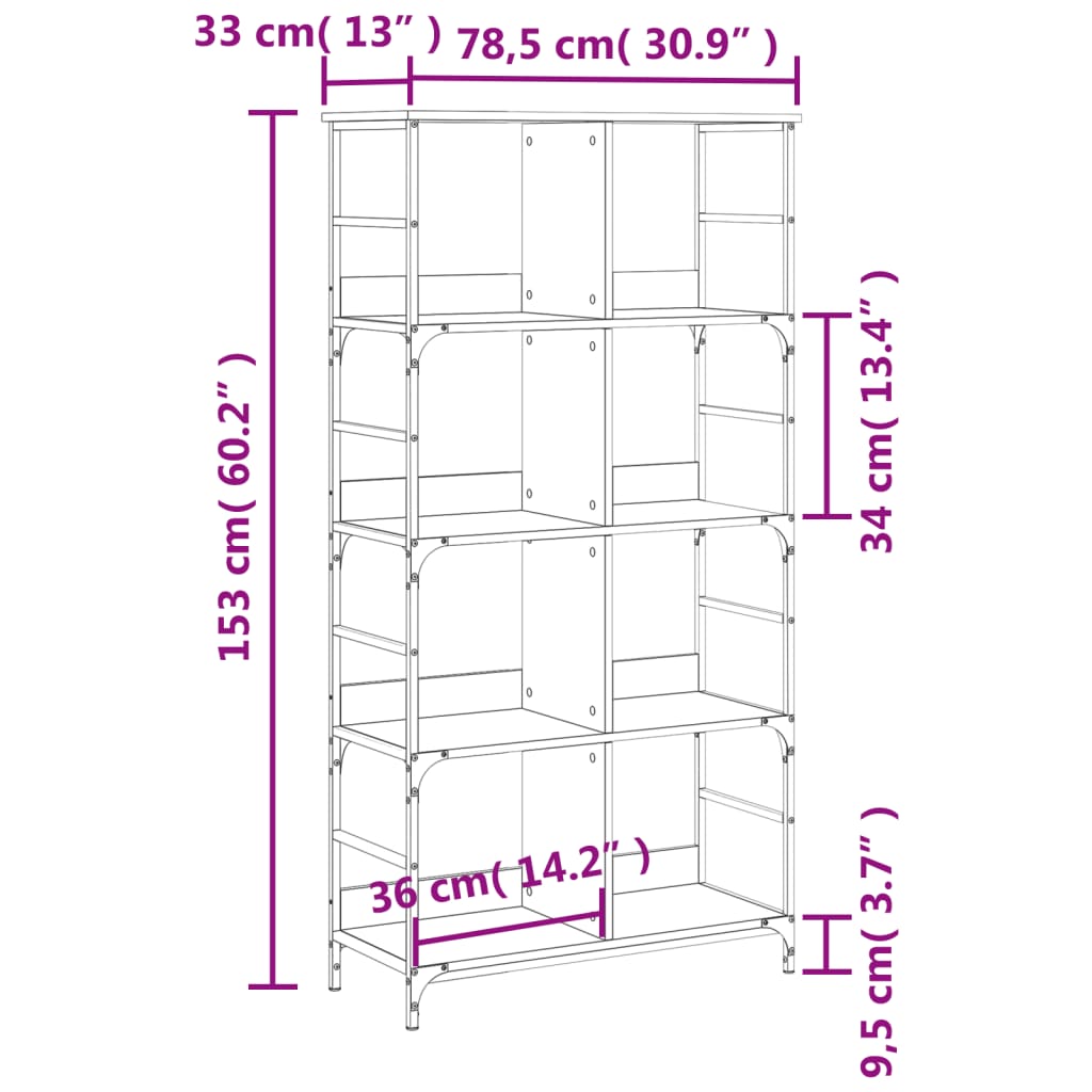 Libreria Rovere Fumo 78,5x33x153 cm in Legno Multistrato | homemem39