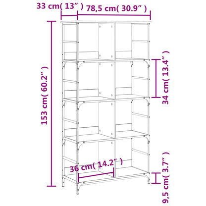 Libreria Rovere Marrone 78,5x33x153 cm in Legno Multistrato