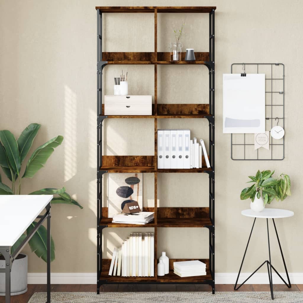 Libreria Rovere Fumo 78,5x33x188,5 cm in Legno Multistrato | homemem39