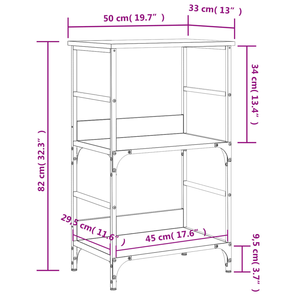 Libreria Rovere Fumo 50x33x82 cm in Legno Multistrato | homemem39
