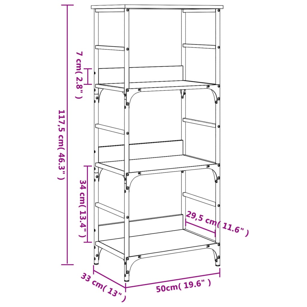 Libreria Rovere Sonoma 50x33x117,5 cm in Legno Multistrato | homemem39