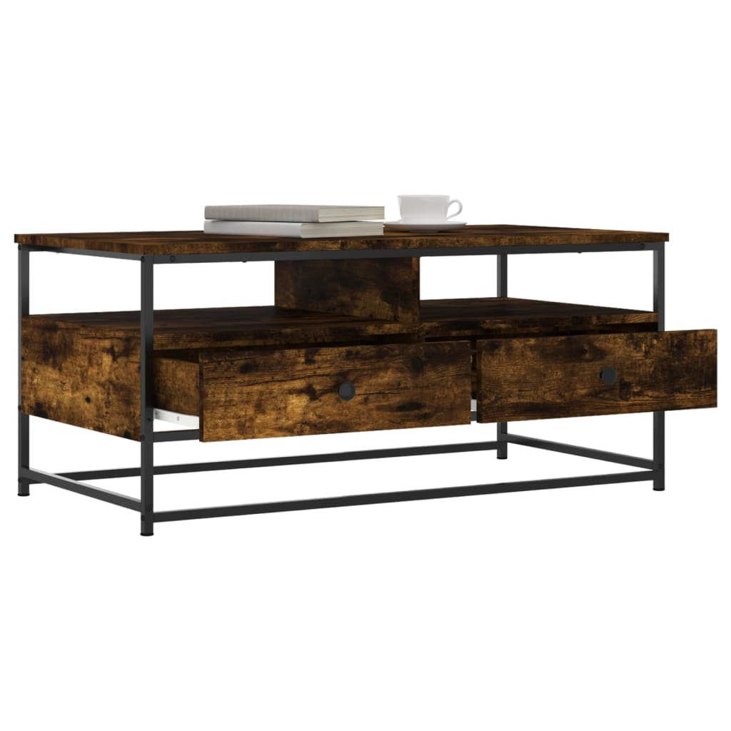 Tavolino da Salotto Rovere Fumo 100x51x45 cm Legno Multistrato | homemem39