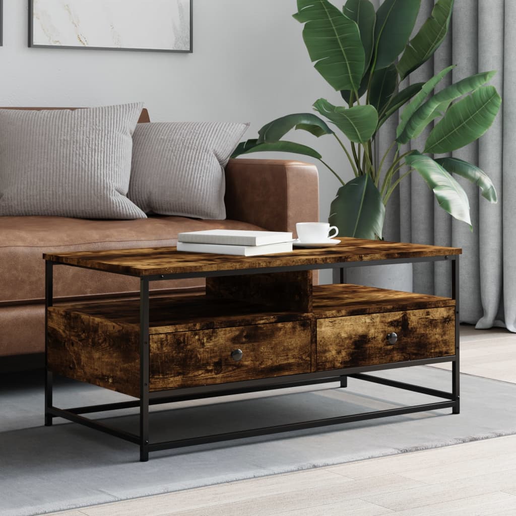 Tavolino da Salotto Rovere Fumo 100x51x45 cm Legno Multistrato | homemem39