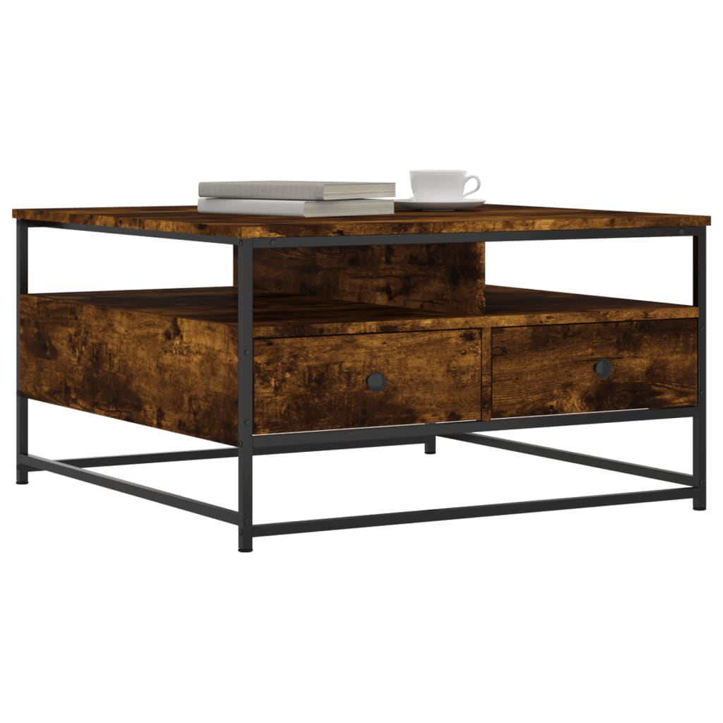 Tavolino da Salotto Rovere Fumo 80x80x45 cm Legno Multistrato | homemem39
