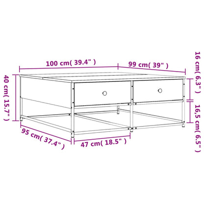 Tavolino Salotto Rovere Marrone 100x99x40 cm Legno Multistrato | homemem39