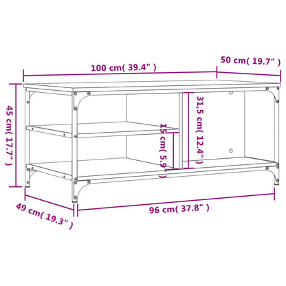 Tavolino da Salotto Rovere Fumo 100x50x45 cm Legno Multistrato | homemem39