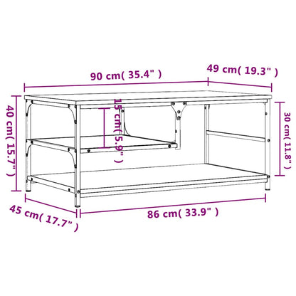 Tavolino da Salotto Rovere Fumo 90x49x40 cm Legno Multistrato | homemem39