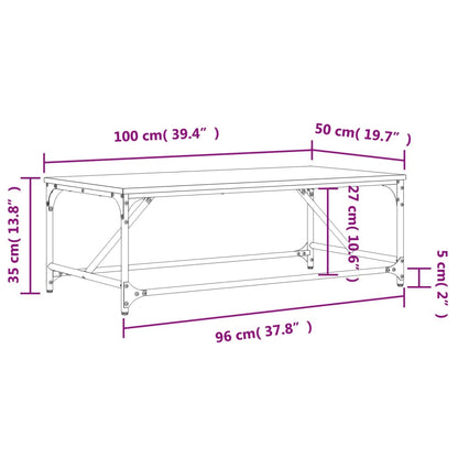 Tavolino da Salotto Rovere Fumo 100x50x35 cm Legno Multistrato | homemem39