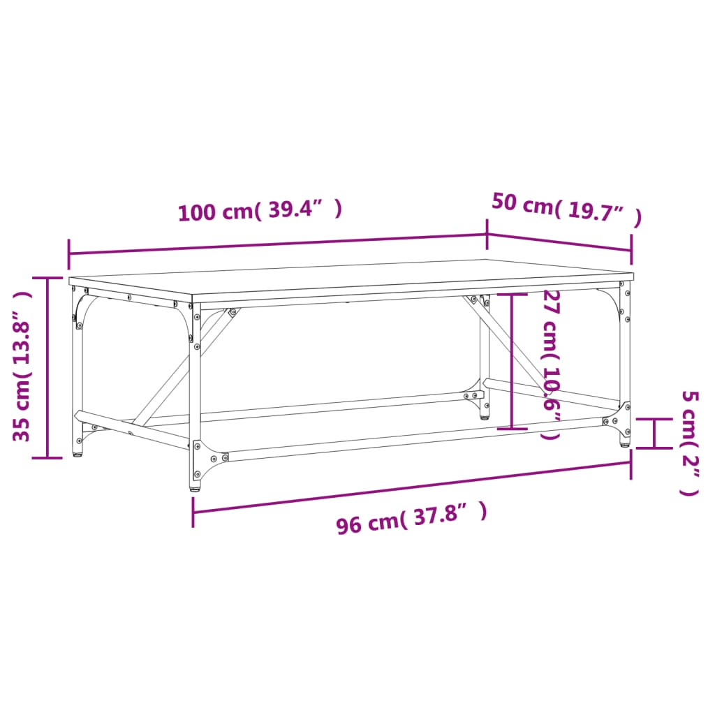 Tavolino da Salotto Rovere Marrone100x50x35cm Legno Multistrato | homemem39