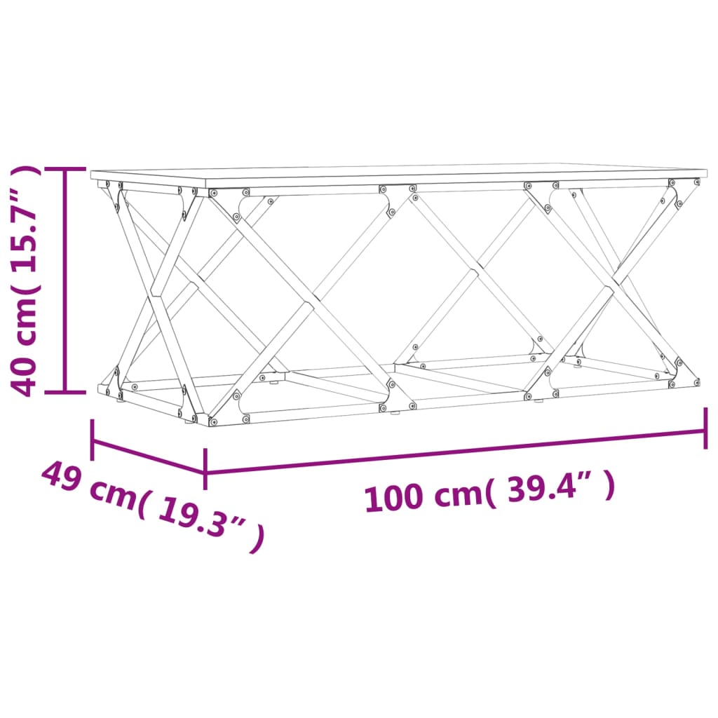 Tavolino da Salotto Rovere Fumo 100x49x40 cm Legno Multistrato