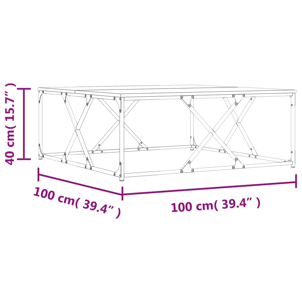 Tavolino Salotto Grigio Sonoma 100x100x40 cm Legno Multistrato | homemem39