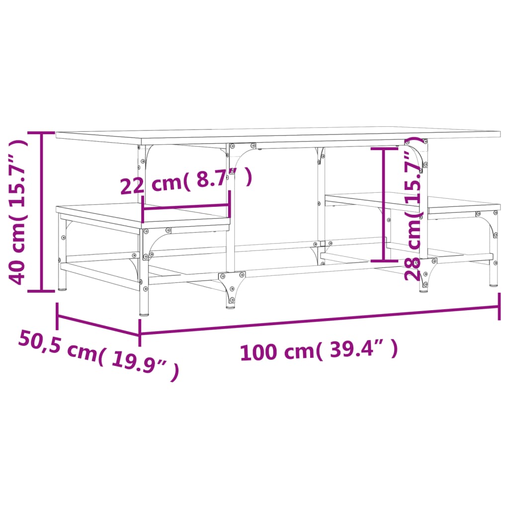 Tavolino da Salotto Nero 100x50,5x40 cm in Legno Multistrato | homemem39