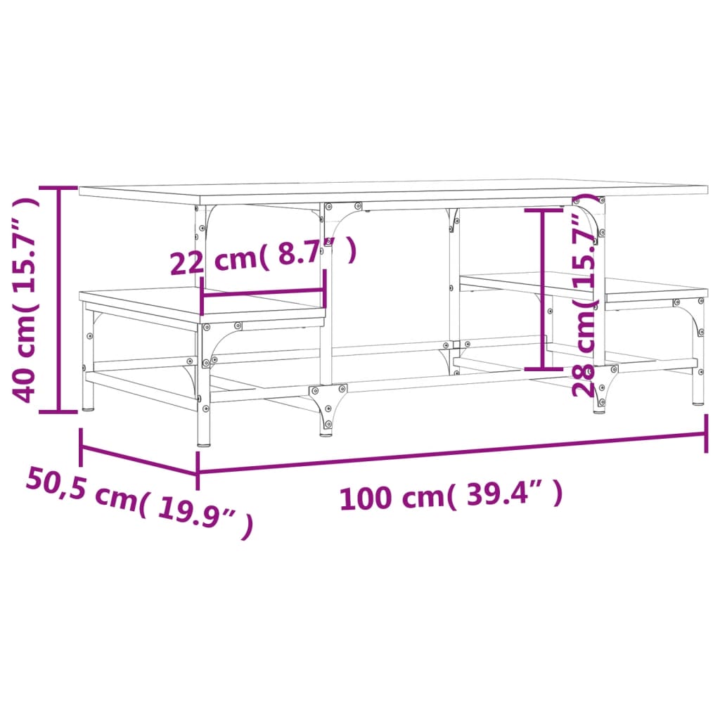 Tavolino Salotto Rovere Sonoma 100x50,5x40 cm Legno Multistrato | homemem39