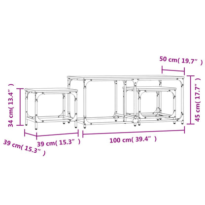Tavolini Impilabili 3 pz Neri in Legno Multistrato | homemem39