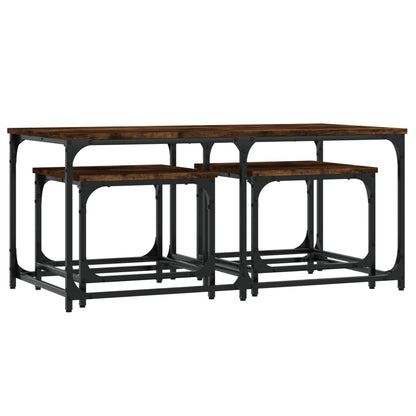 Tavolini Impilabili 3 pz Rovere Fumo in Legno Multistrato | homemem39