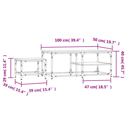 Tavolini Impilabili 2 pz Rovere Sonoma in Legno Multistrato | homemem39