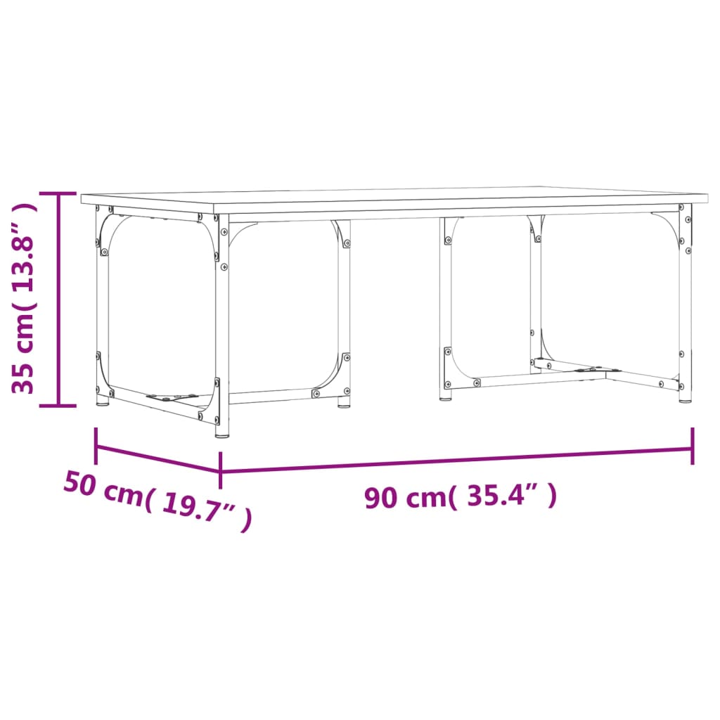 Tavolino da Salotto Rovere Fumo 90x50x35 cm Legno Multistrato | homemem39