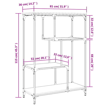 Libreria Grigio Sonoma 81x36x115 cm Legno Multistrato e Acciaio | homemem39