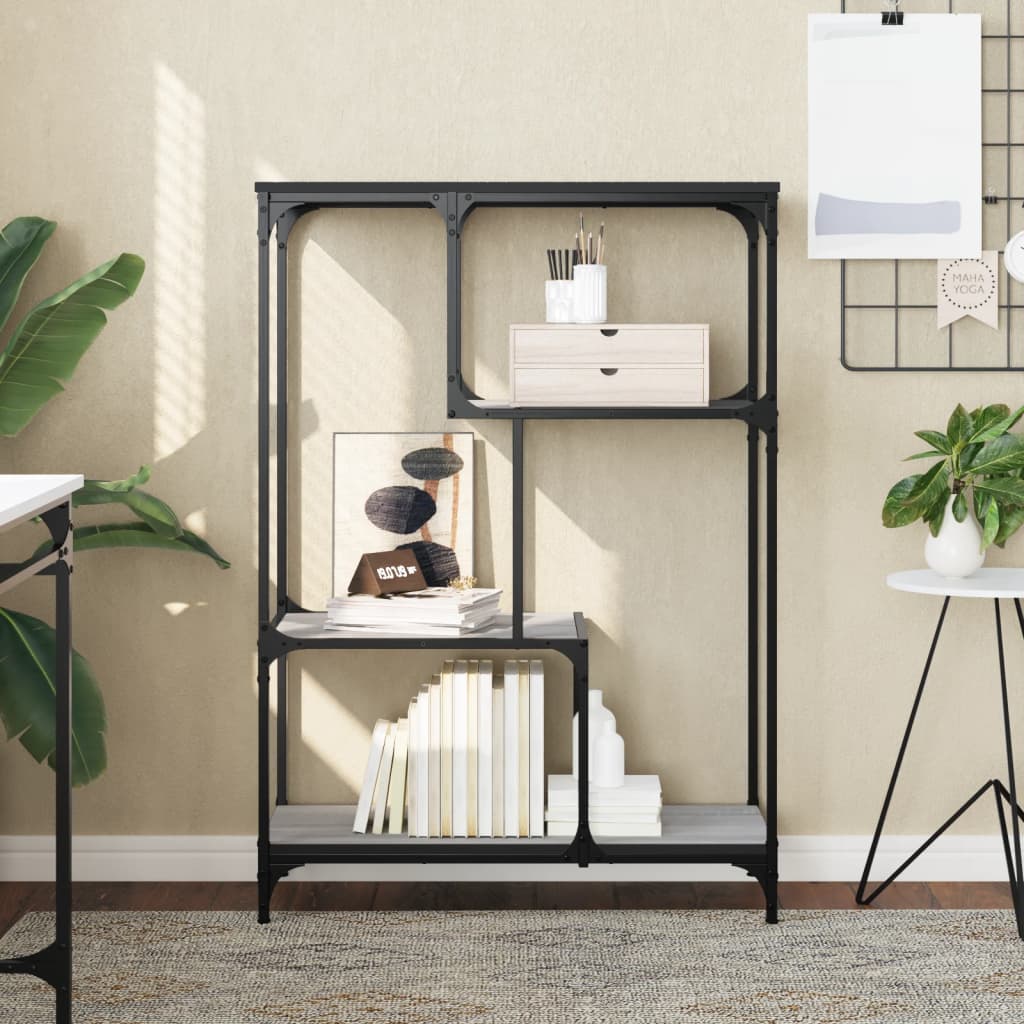 Libreria Grigio Sonoma 81x36x115 cm Legno Multistrato e Acciaio | homemem39