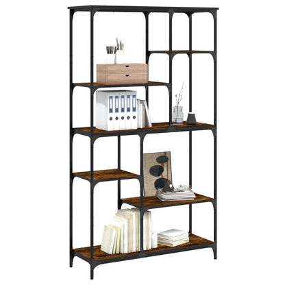 Libreria Rovere Fumo 99x35,5x176 cm Legno Multistrato e Acciaio | homemem39