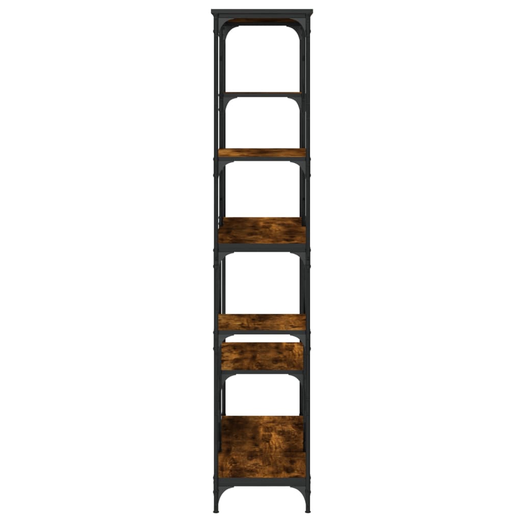 Libreria Rovere Fumo 99x35,5x176 cm Legno Multistrato e Acciaio
