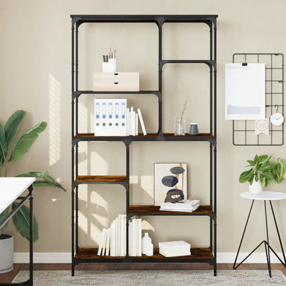 Libreria Rovere Fumo 99x35,5x176 cm Legno Multistrato e Acciaio | homemem39