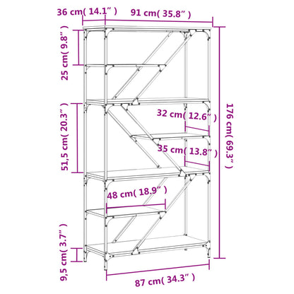 Libreria Rovere Sonoma 91x36x176 cm Legno Multistrato e Acciaio | homemem39