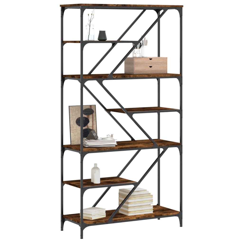 Libreria Rovere Fumo 91x36x176 cm Legno Multistrato e Acciaio | homemem39