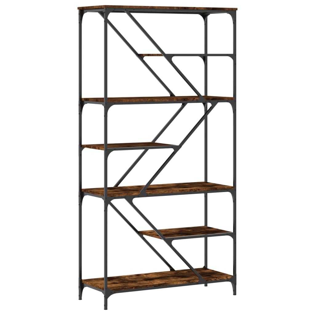 Libreria Rovere Fumo 91x36x176 cm Legno Multistrato e Acciaio | homemem39
