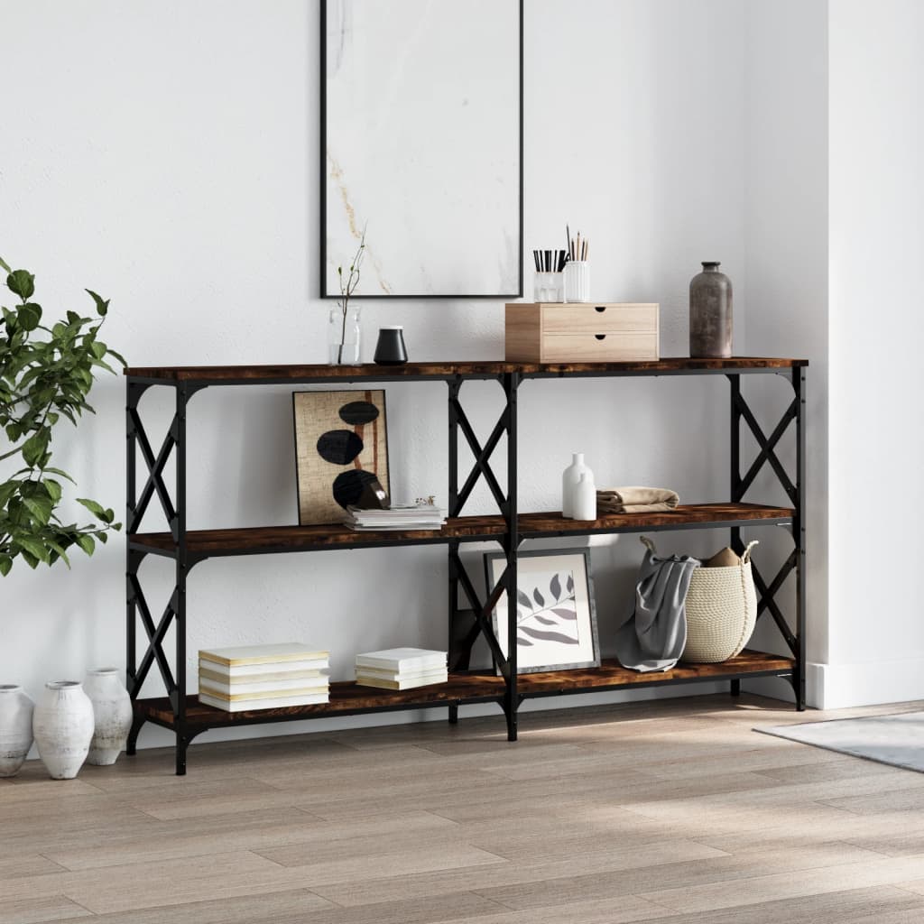 Tavolo Consolle Rovere Fumo 156x28x80,5 cm in Legno Multistrato - homemem39