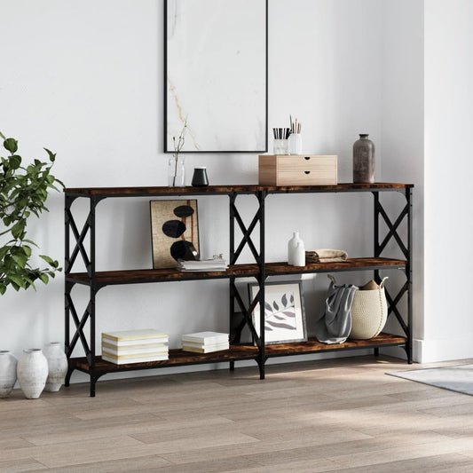 Tavolo Consolle Rovere Fumo 156x28x80,5 cm in Legno Multistrato - homemem39