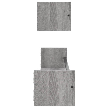 Mensole a Parete con Aste 2pz Grigio Sonoma 80x16x14 cm | homemem39