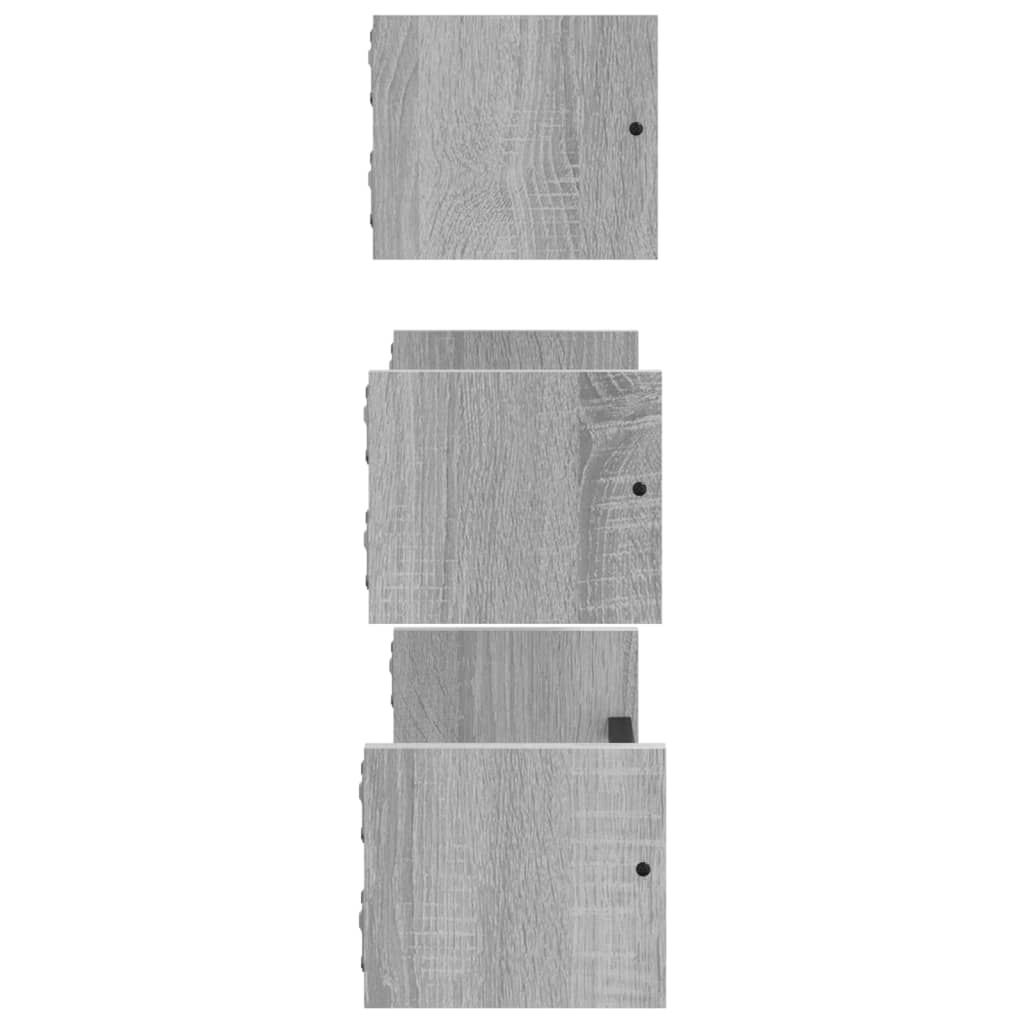 Set Mensole Parete con Aste 3pz Grigio Sonoma Legno Multistrato | homemem39