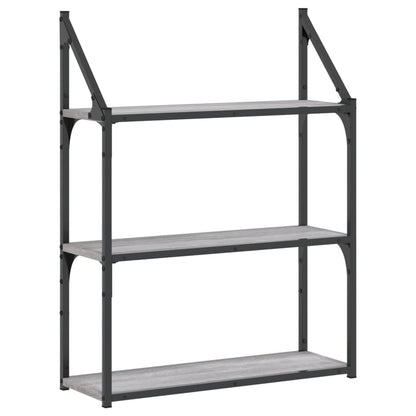 Scaffale Parete 3Ripiani Grigio Sonoma 60x21x78,5cm Multistrato | homemem39