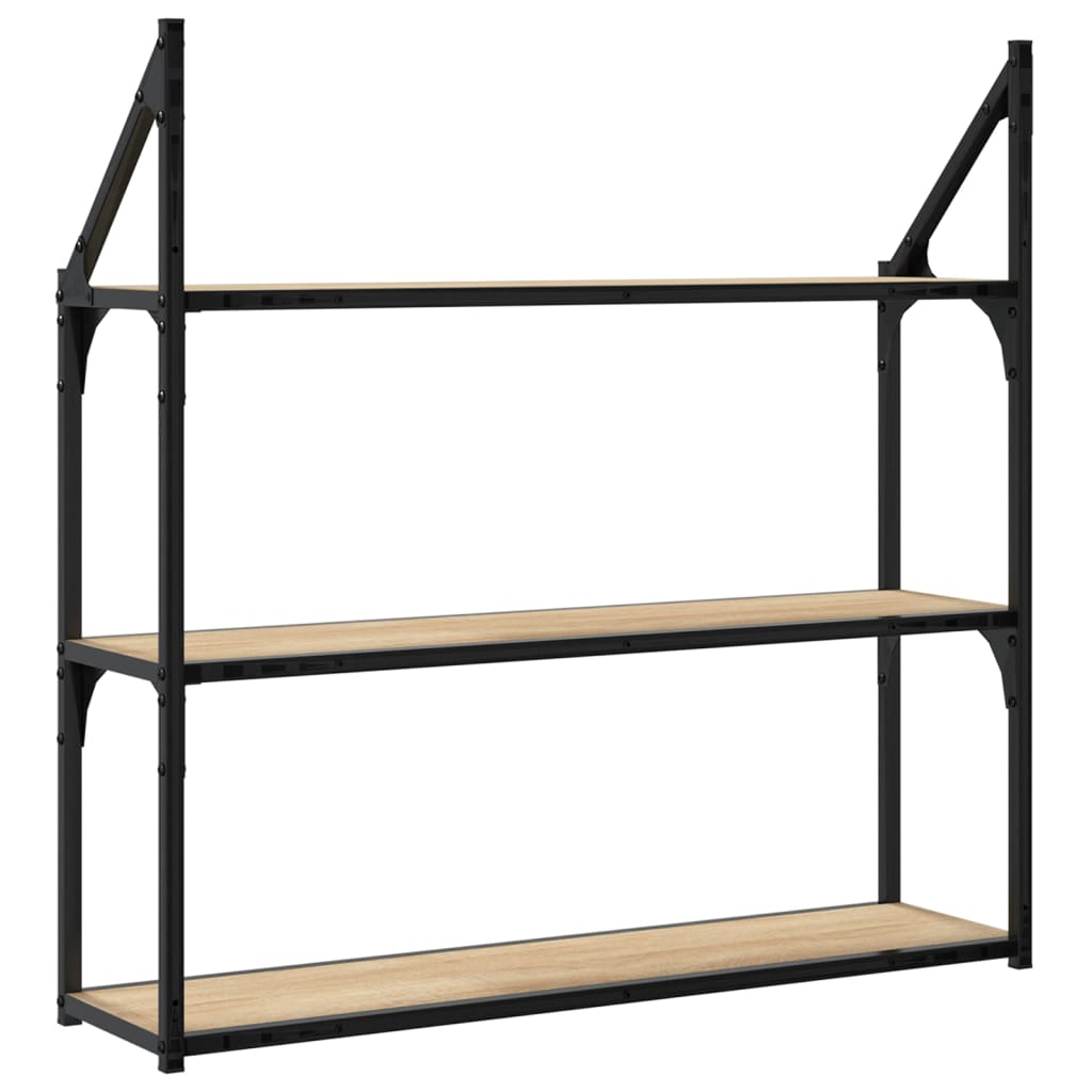 Scaffale Parete 3Ripiani Rovere Sonoma 80x21x78,5cm Multistrato | homemem39