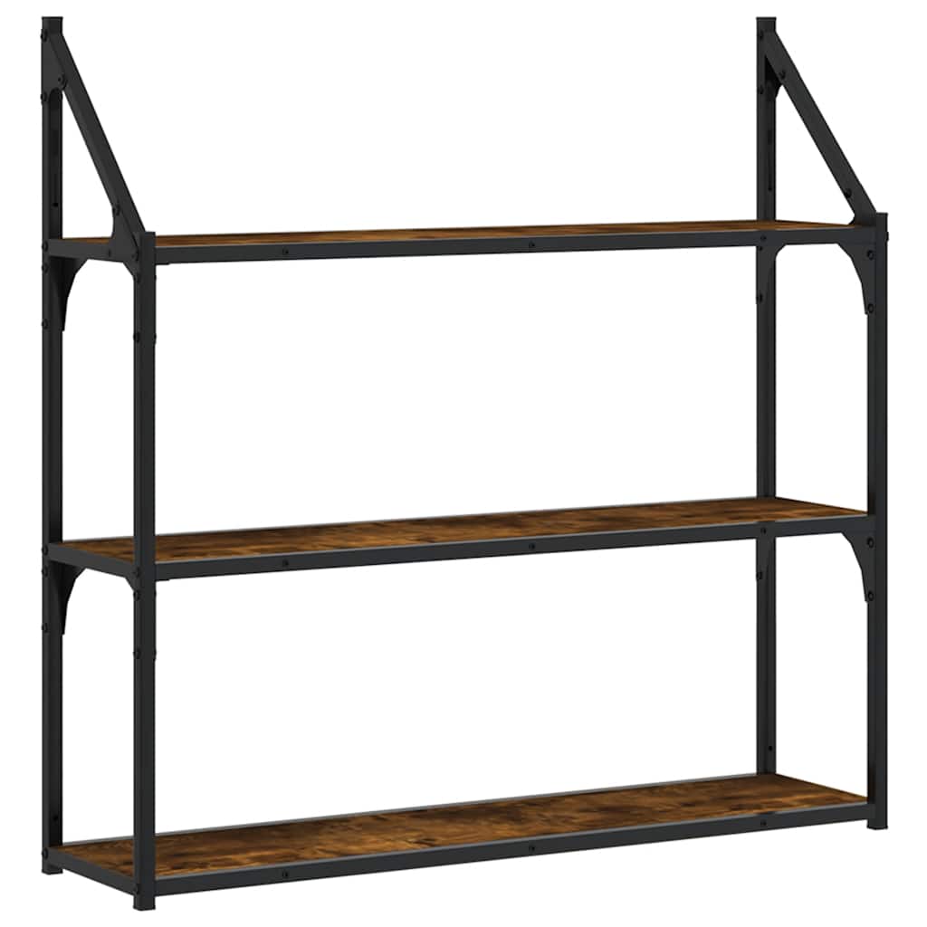 Scaffale Parete 3 Ripiani Rovere Fumo 80x21x78,5 cm Multistrato | homemem39