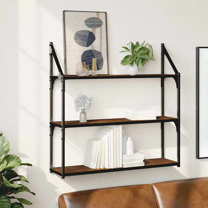 Scaffale Parete 3 Ripiani Rovere Fumo 80x21x78,5 cm Multistrato | homemem39