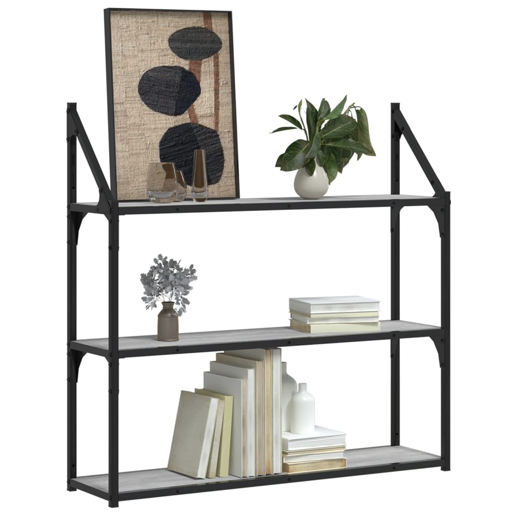 Scaffale Parete 3Ripiani Grigio Sonoma 80x21x78,5cm Multistrato | homemem39