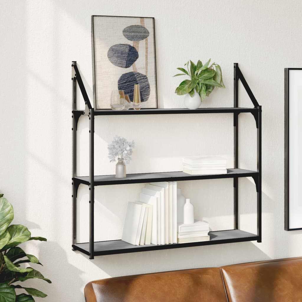 Scaffale Parete 3Ripiani Grigio Sonoma 80x21x78,5cm Multistrato | homemem39