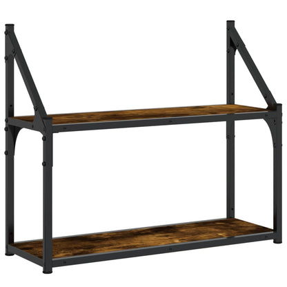 Scaffale a Parete 2 Ripiani Rovere Fumo 60x21x51 cm Multistrato | homemem39
