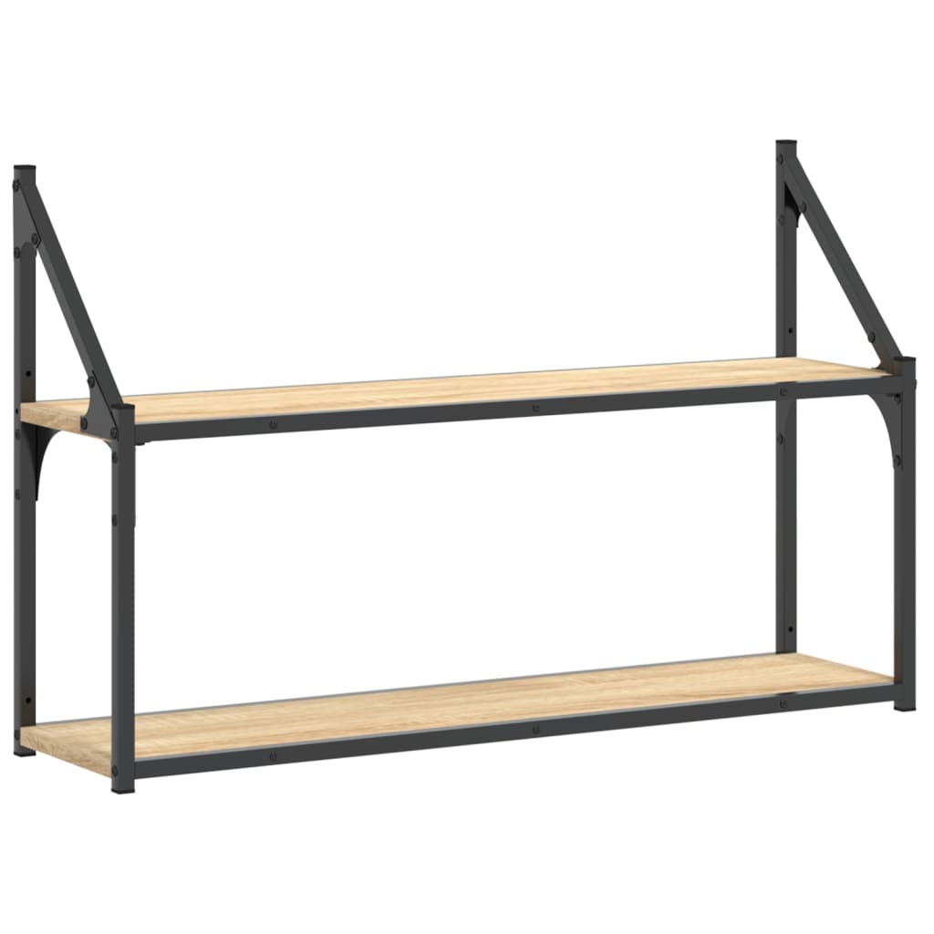 Scaffale Parete 2 Ripiani Rovere Sonoma 80x21x51 cm Multistrato | homemem39
