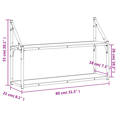Scaffale Parete 2 Ripiani Grigio Sonoma 80x21x51 cm Multistrato | homemem39