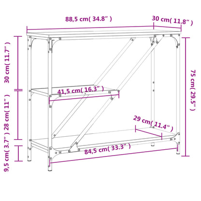 Tavolino Consolle Rovere Fumo 88,5x30x75cm in Legno Multistrato - homemem39