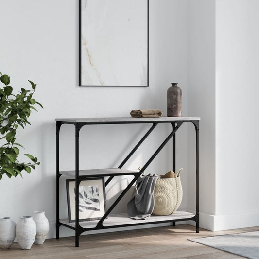 Tavolino Consolle Grigio Sonoma 88,5x30x75 cm Legno Multistrato - homemem39