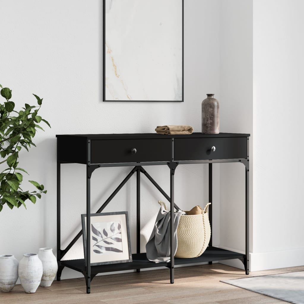 Tavolino Consolle Nero 100x39x78,5 cm in Legno Multistrato - homemem39