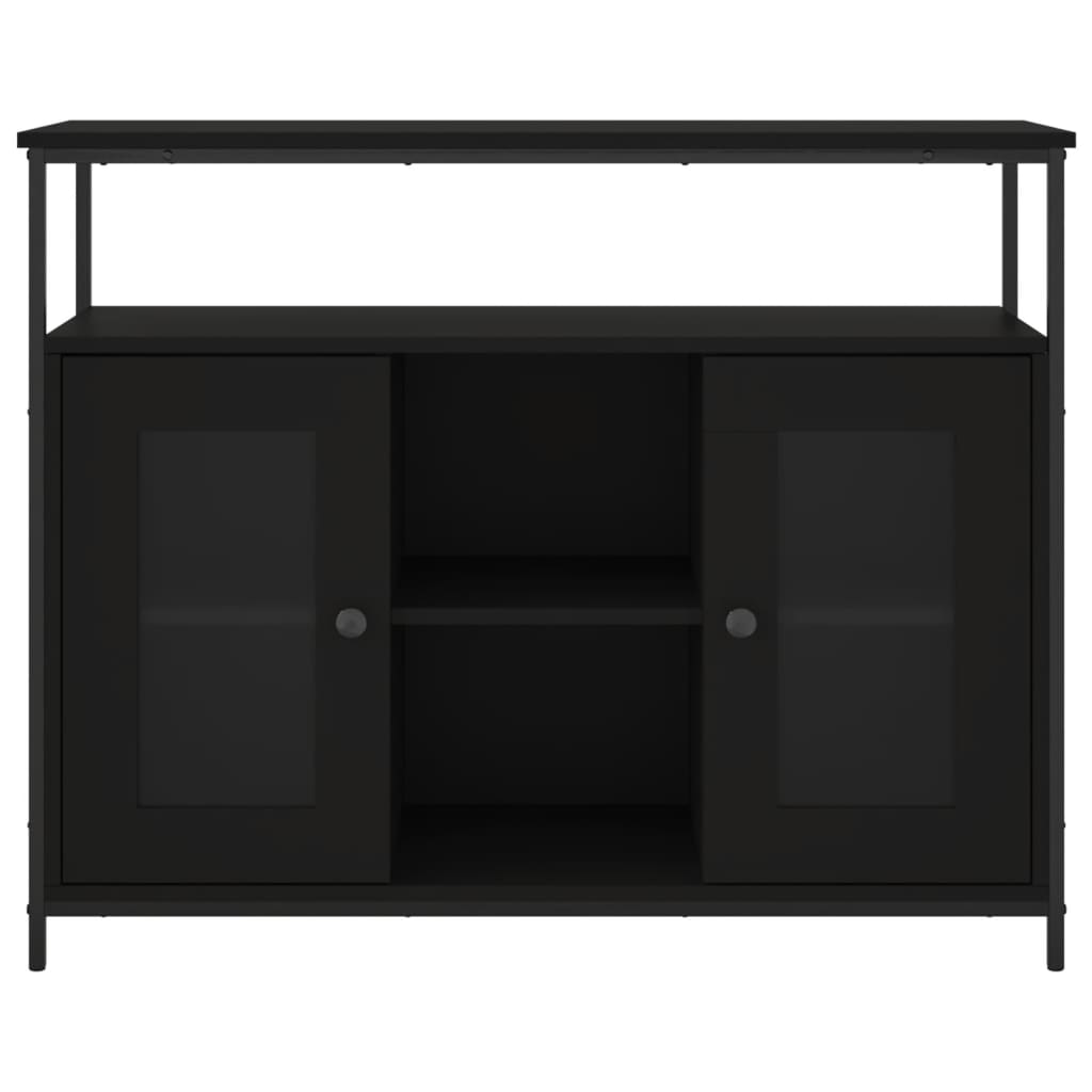 Credenza Nera 100x35x80 cm in Legno Multistrato - homemem39