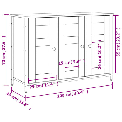 Credenza Rovere Sonoma 100x35x70 cm in Legno Multistrato