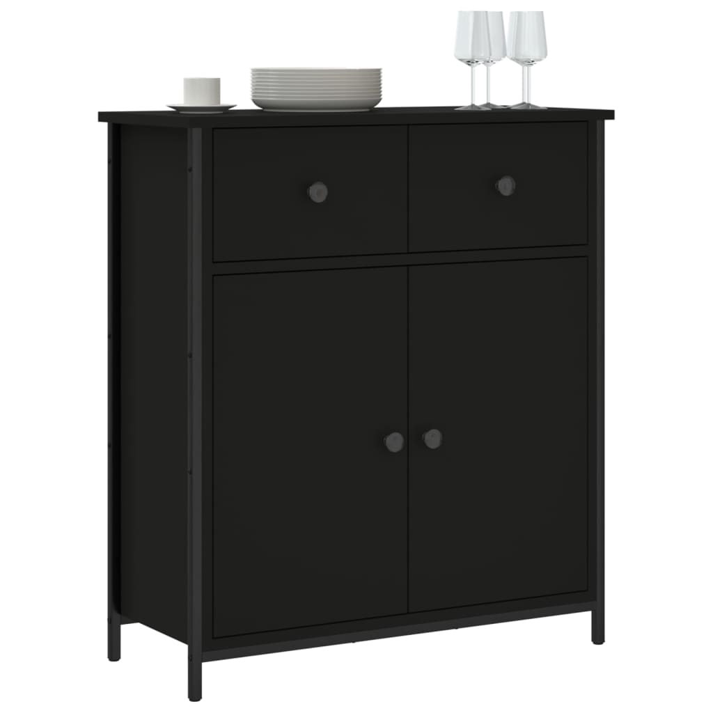 Credenza Nera 70x30x80 cm in Legno Multistrato - homemem39
