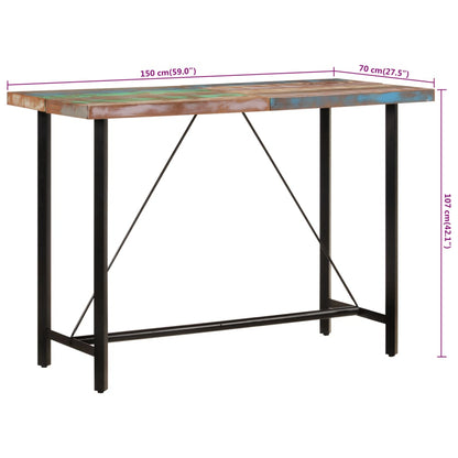 Tavolino da Bar 150x70x107cm Legno Massello di Recupero e Ferro | homemem39